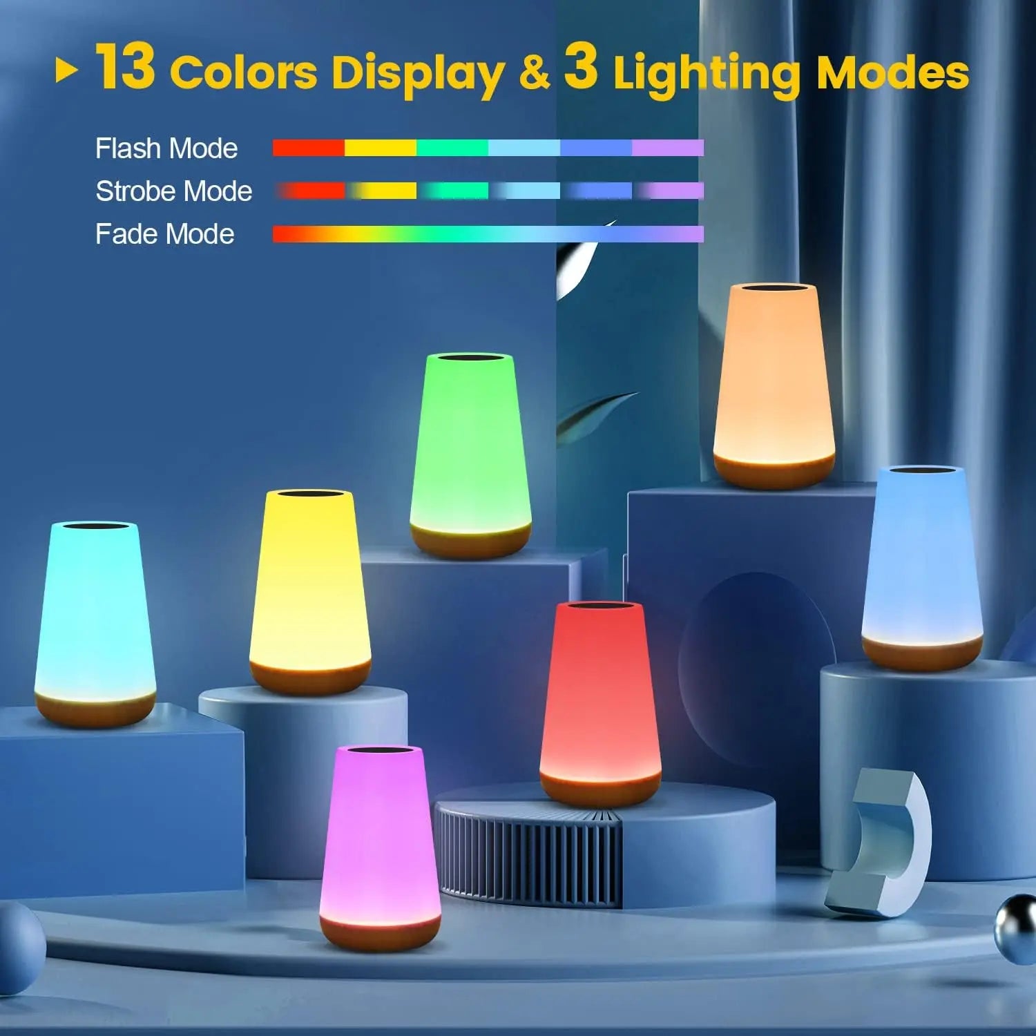 AuraGlow Touch & Remote Control LED Lamp | 13 Dimmable RGB Colors