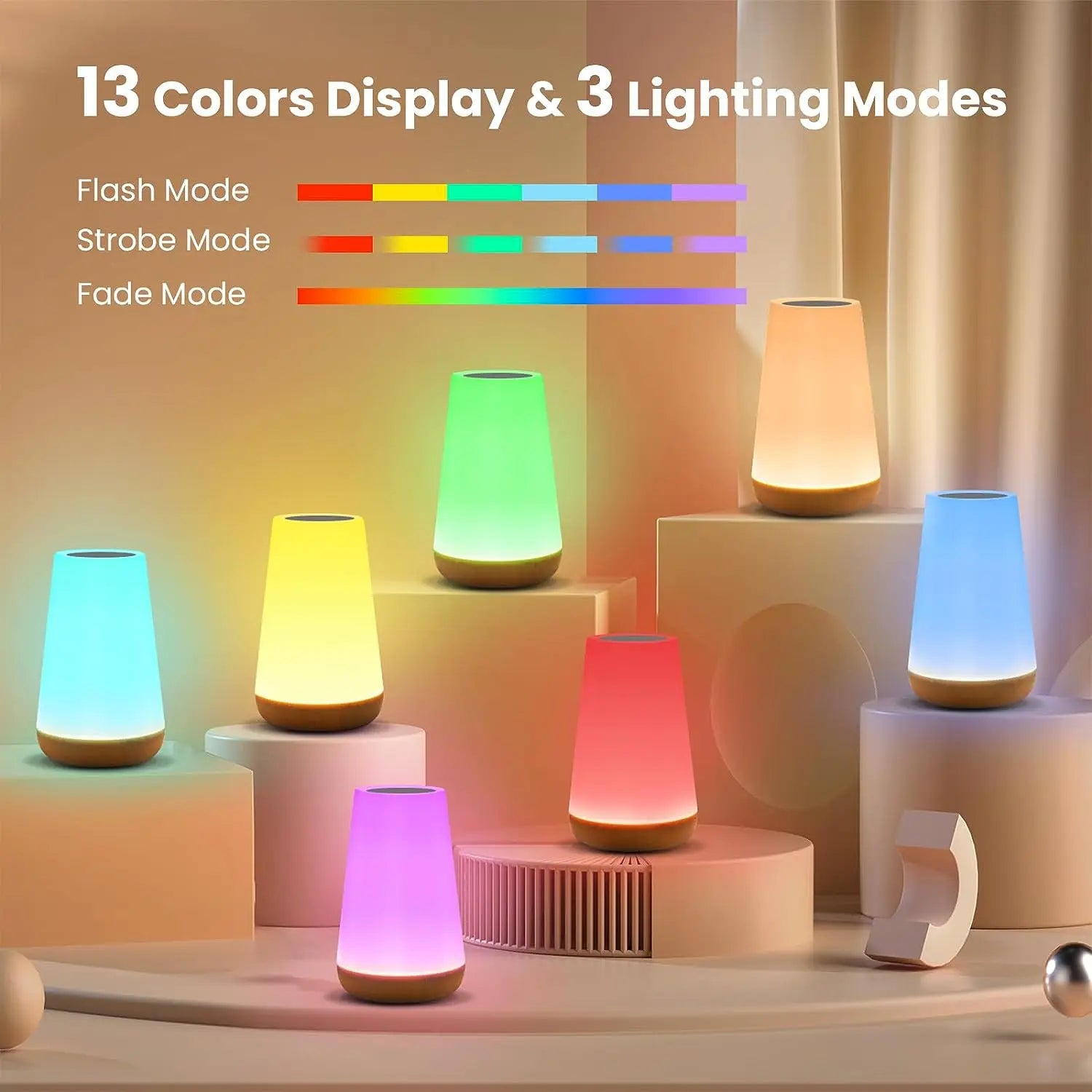 AuraGlow Touch & Remote Control LED Lamp | 13 Dimmable RGB Colors