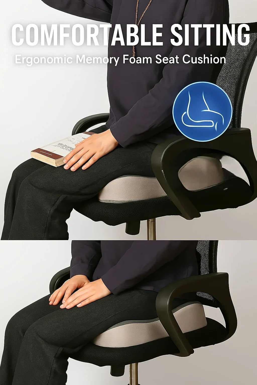 Memory Foam Seat Cushion – 3D Ergonomic Support